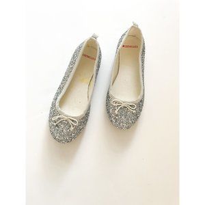 Girls J.Crew Crewcuts Silver Glitter Flat Shoes